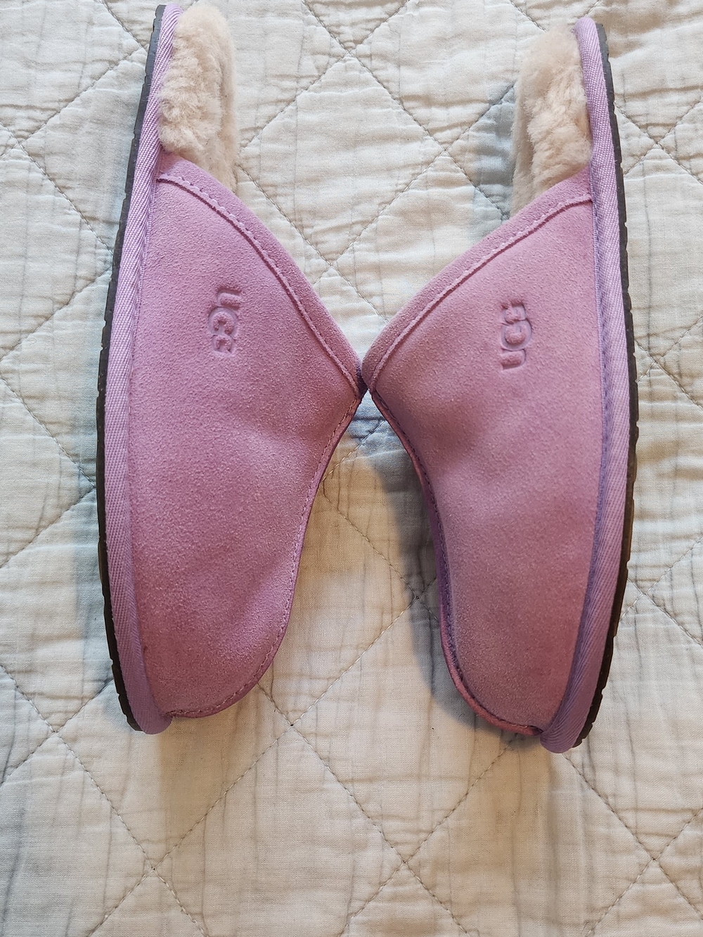 UGG Scuffette Women's Lavender Suede Shearling Slippers - Picture 5 of 9